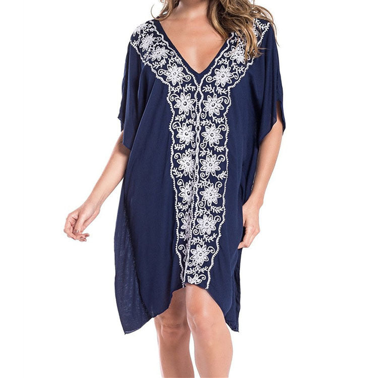 Women's beach cover-up with artistic arc embroidery Ivyshape