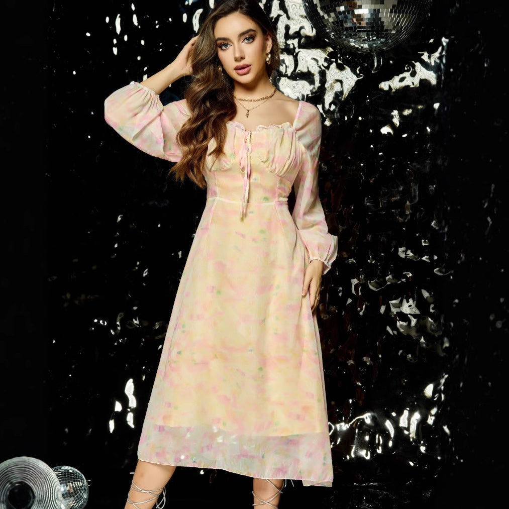 Ladies Flower Midi Dress Ivyshape