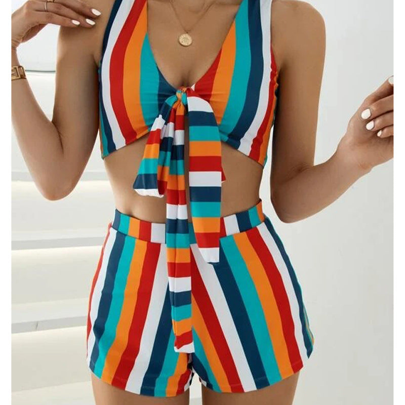 Women’s swimsuit set with snug shorts and trendy top Ivyshape