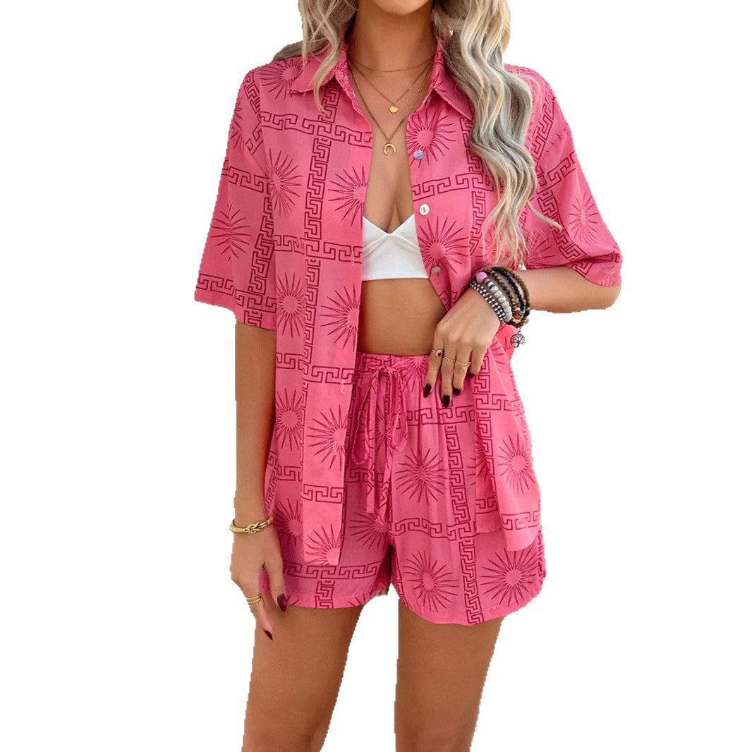 Ladies printed loose two-piece set Ivyshape