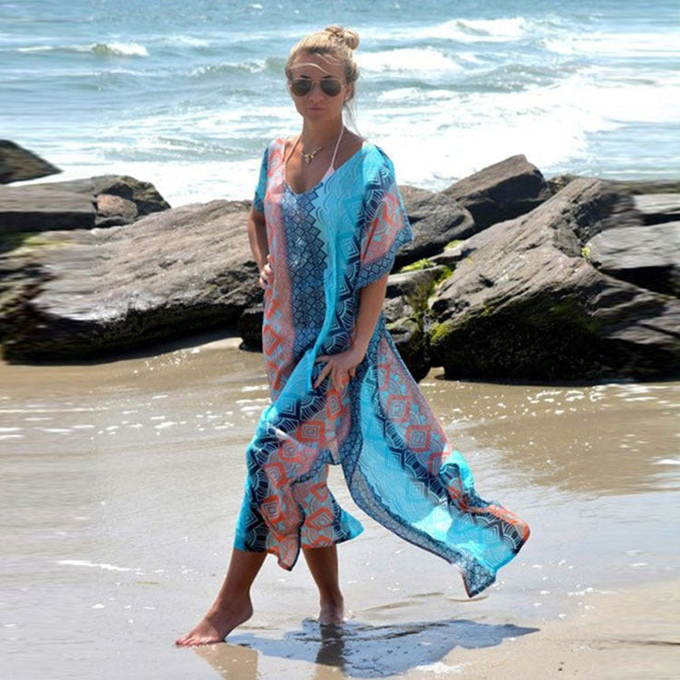 Women Beach Kaftan with Artistic Geometric Design Ivyshape
