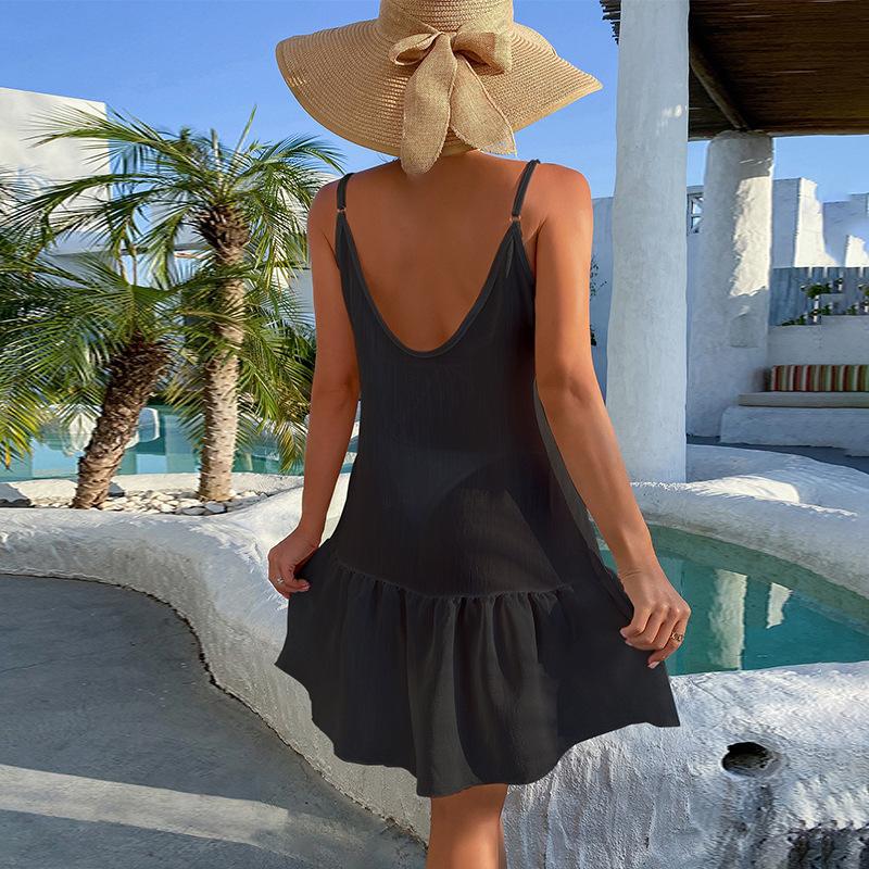 Women’s summer dress with voluminous skirt and adjustable straps Ivyshape