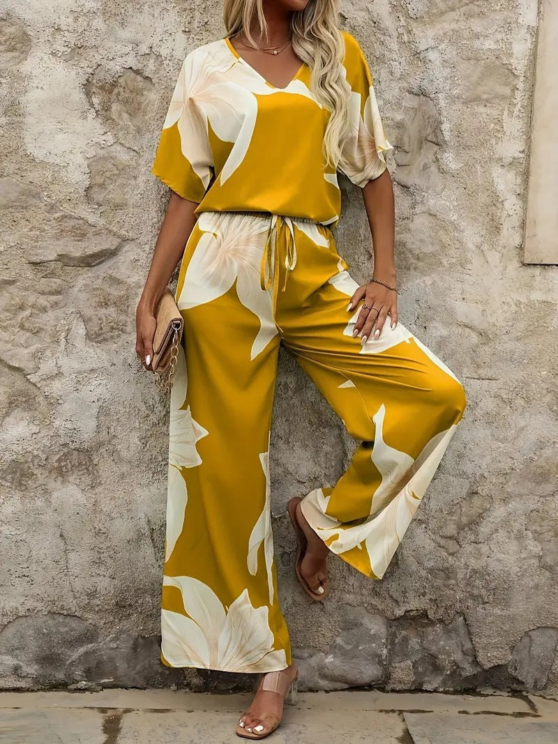 Ladies set with floral design and elastic waistband Ivyshape