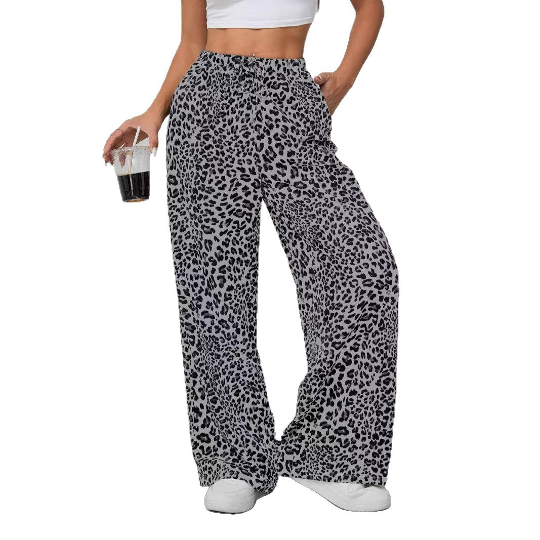 Women's Relaxed Fit Leopard Print Palazzo Pants Ivyshape