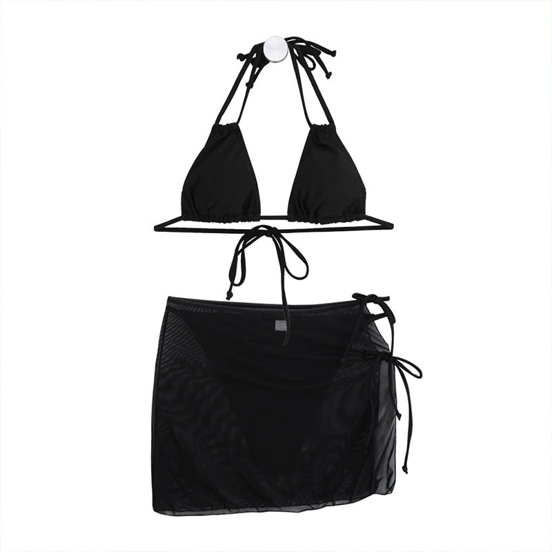Women's triangle bikini set with elegant cover-up and adjustable straps Ivyshape