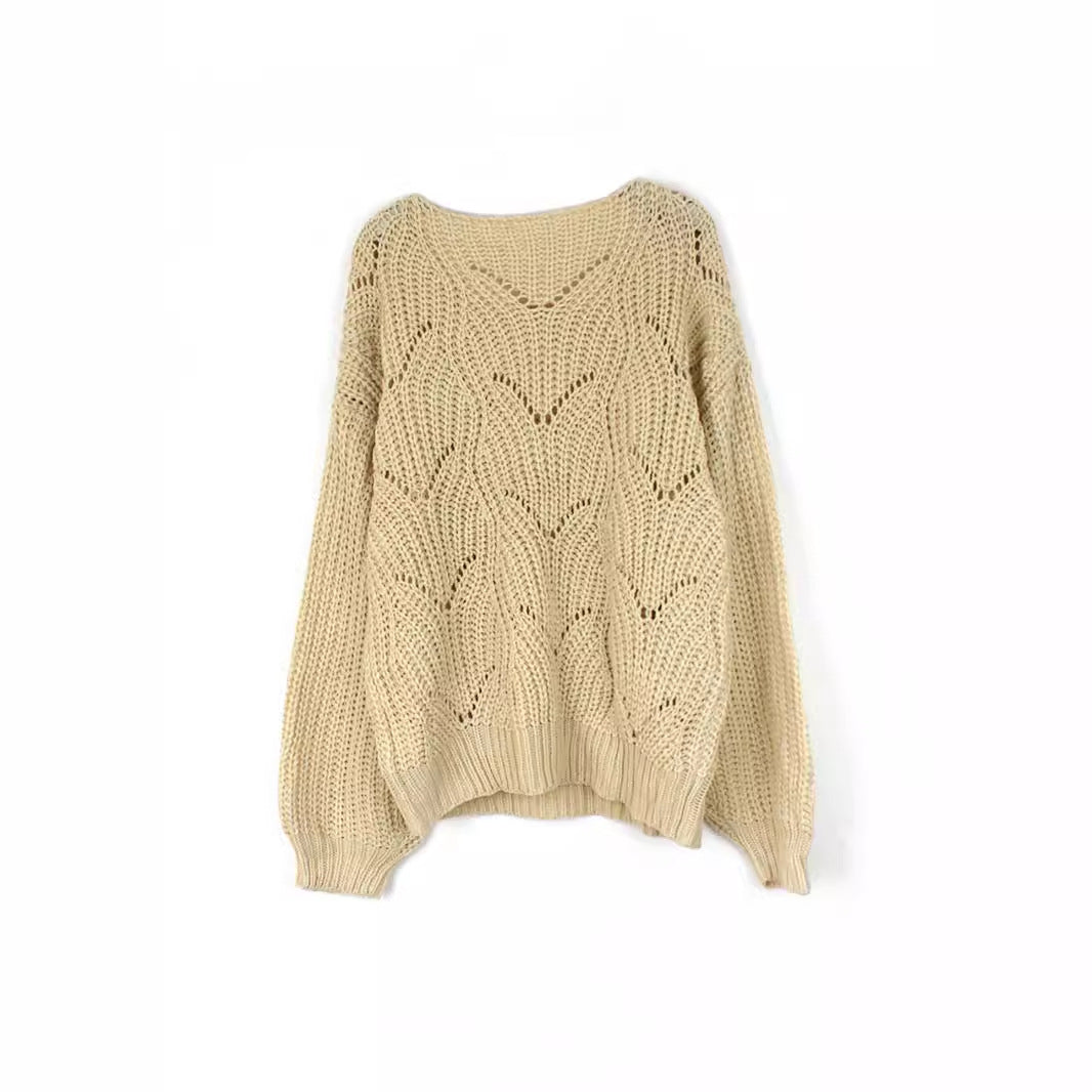 Ladies airy knitted pullover with sophisticated lace pattern Ivyshape