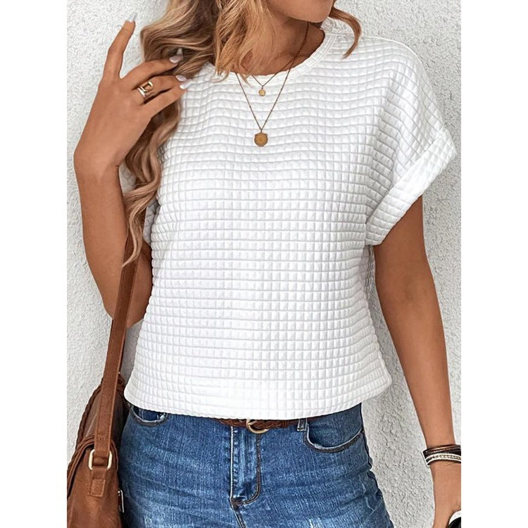 Women's fashionable short-sleeve top in modern textured design Ivyshape