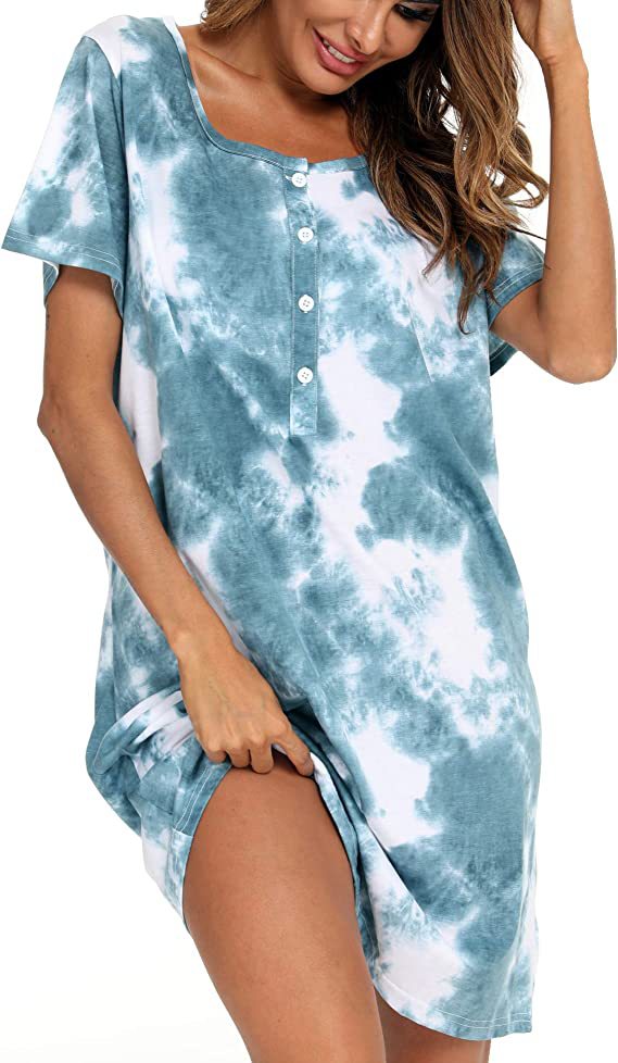 Women's Casual Tie-Dye Shirt Dress Ivyshape