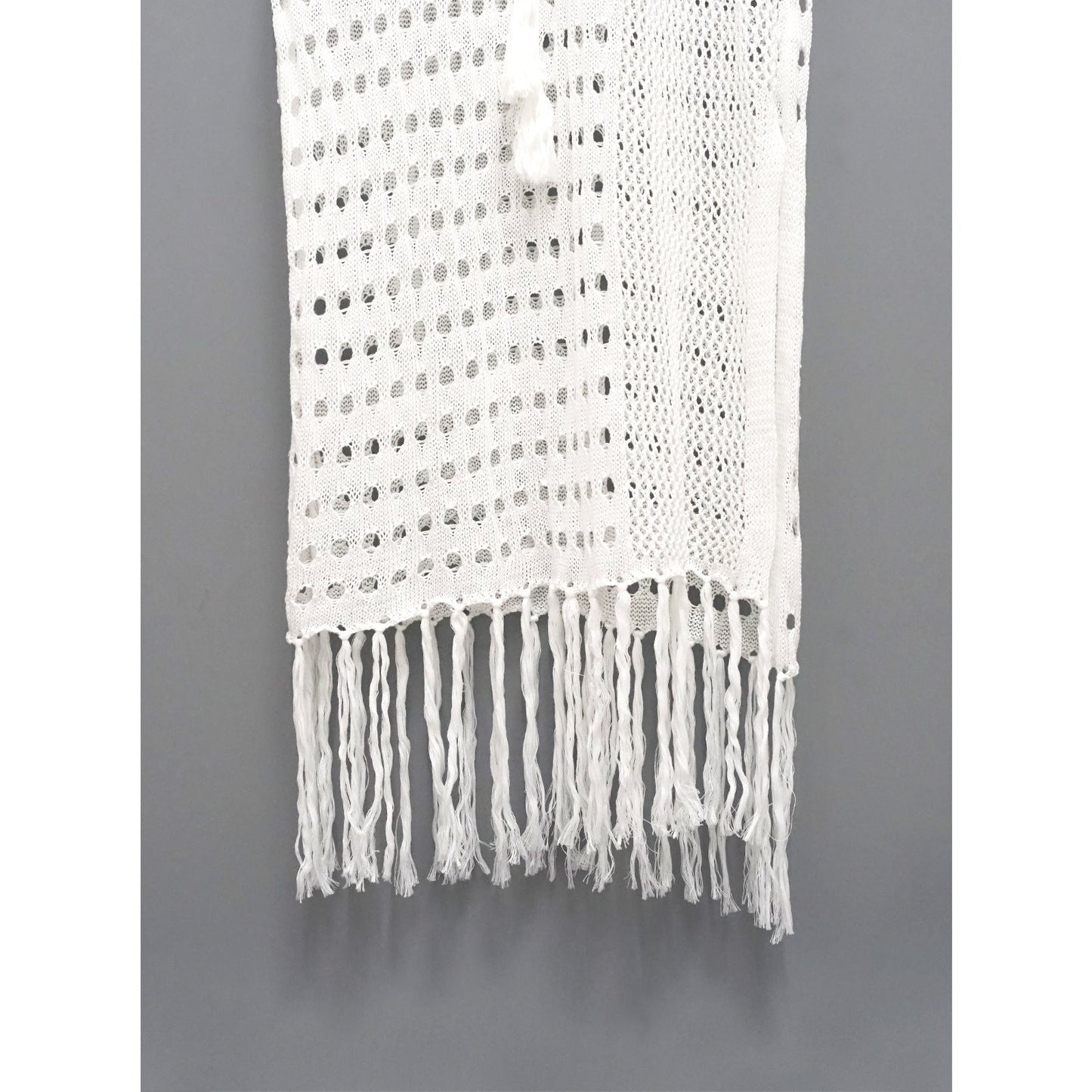 Ladies airy beach dress with fringes and tie belt Ivyshape