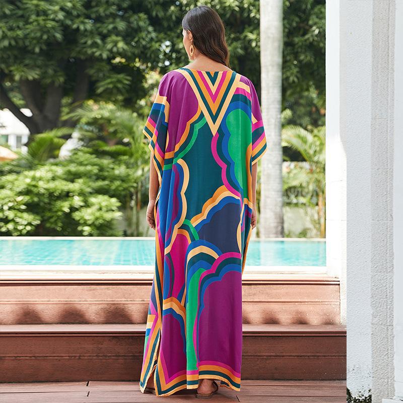 Women's maxi dress with colorful mandala pattern and flowing cut Ivyshape