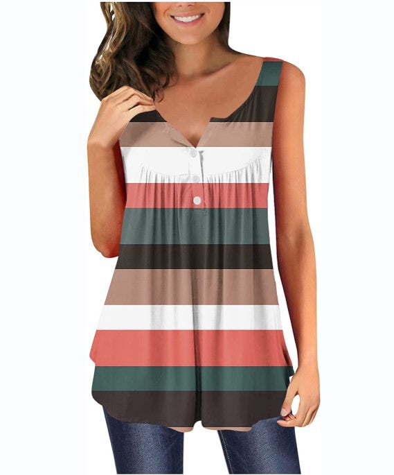 Women's striped sleeveless tunic top Ivyshape