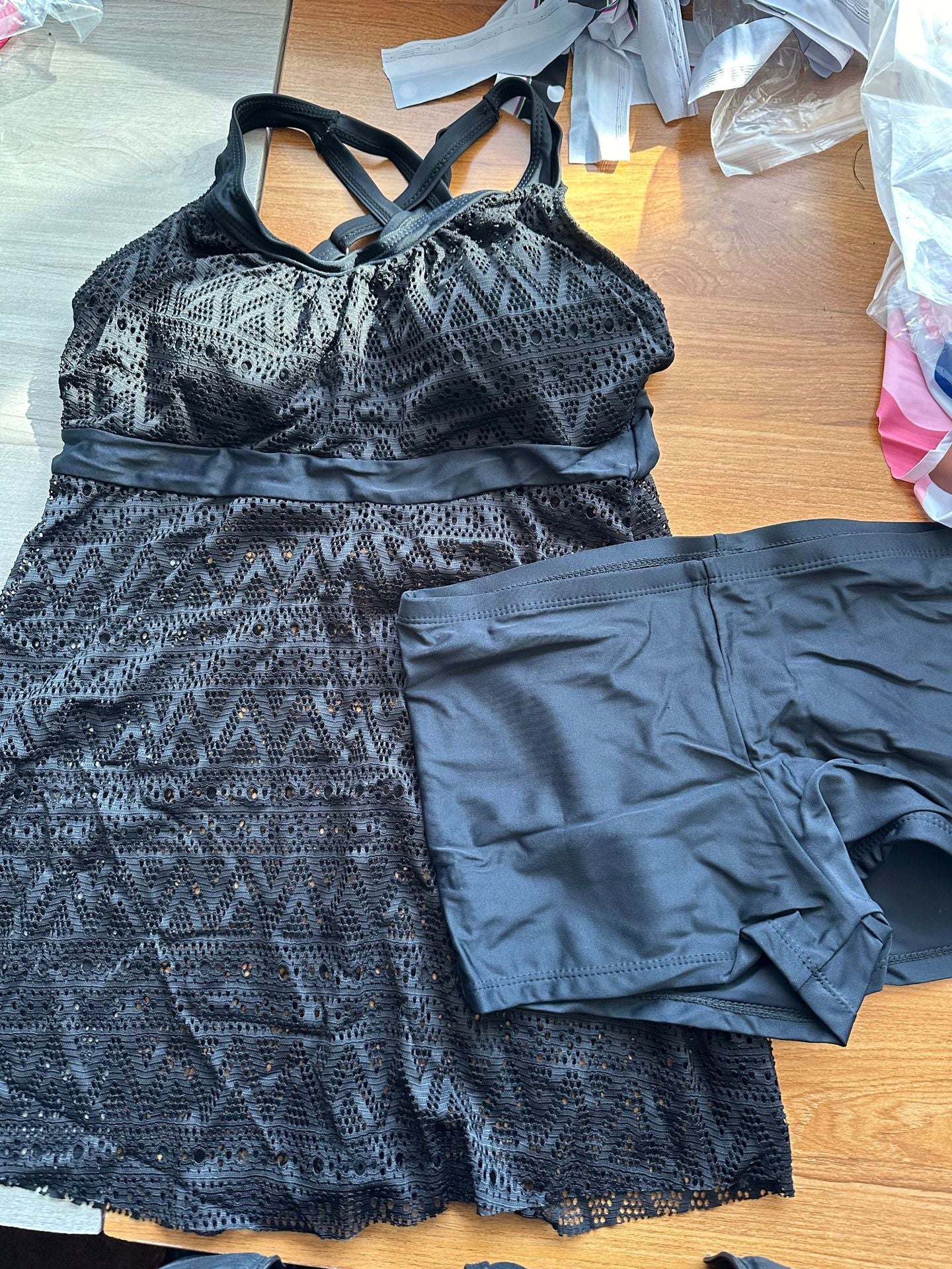 Women Sporty Dress with Integrated Shorts and Decorative Mesh Ivyshape