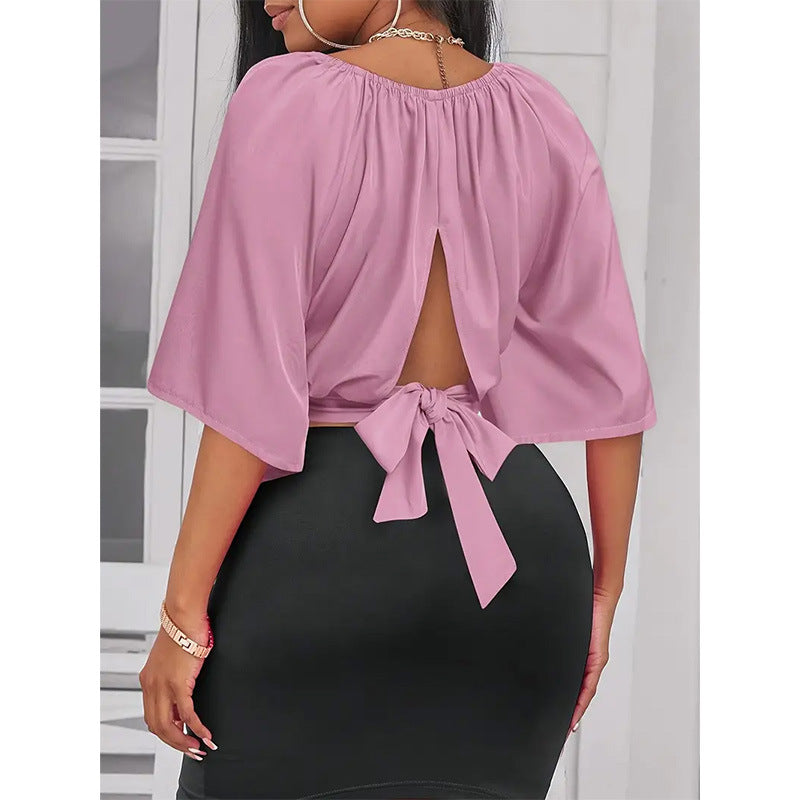 Ladies elegant top with wide cut sleeves Ivyshape