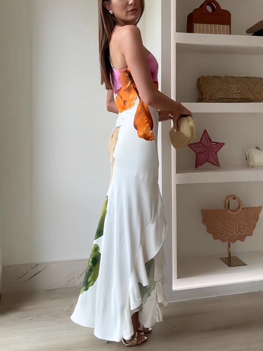 Isis™ | One-Shoulder Floral Pleated Maxi Dress