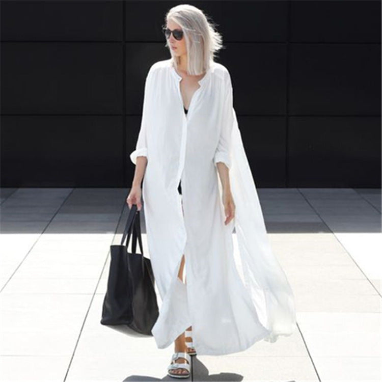 Ladies Airy Beach Coat with Buttonless Design Ivyshape