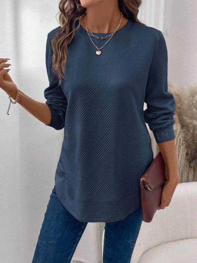 Women's casual sweatshirt with textured fabric and round neck Ivyshape