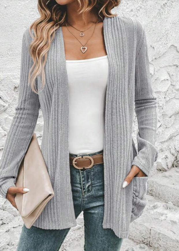 Women's Casual Ribbed Knit Coat Ivyshape
