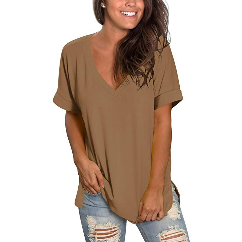 Ladies Casual V-Neck T-Shirt Ivyshape
