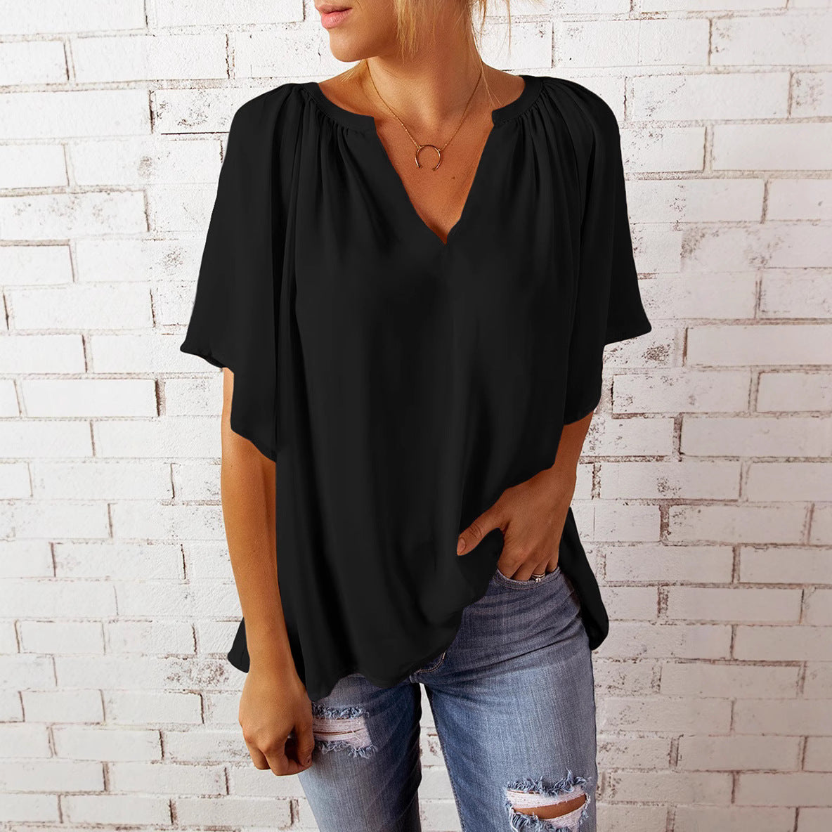 Ladies elegant chiffon blouse Ivyshape
