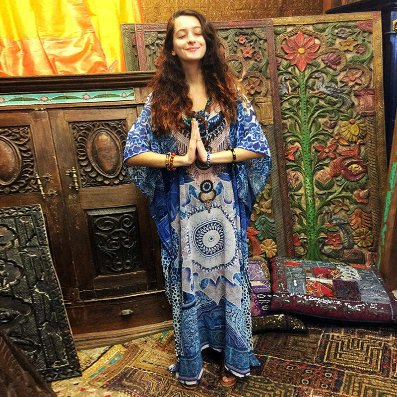 Women's Maxi Kaftan with Unique Mandala Design Ivyshape
