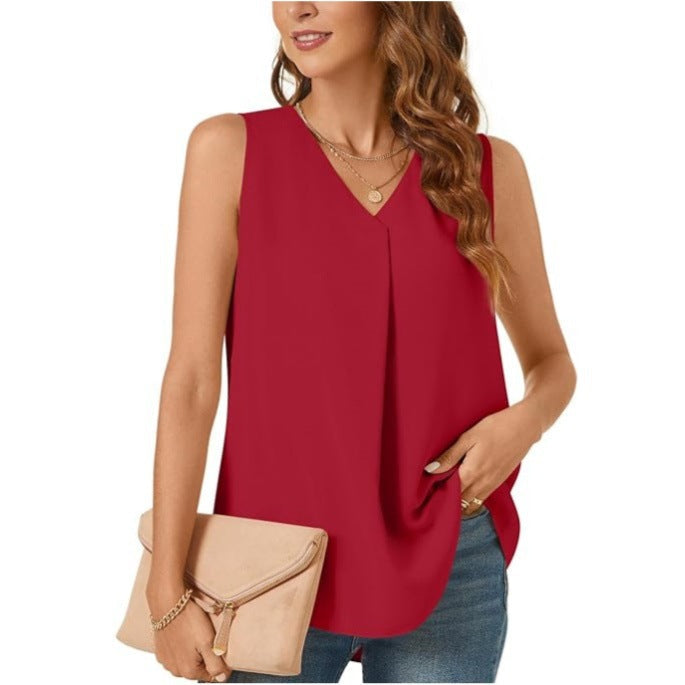 Women's Pleated Chiffon Blouse Ivyshape