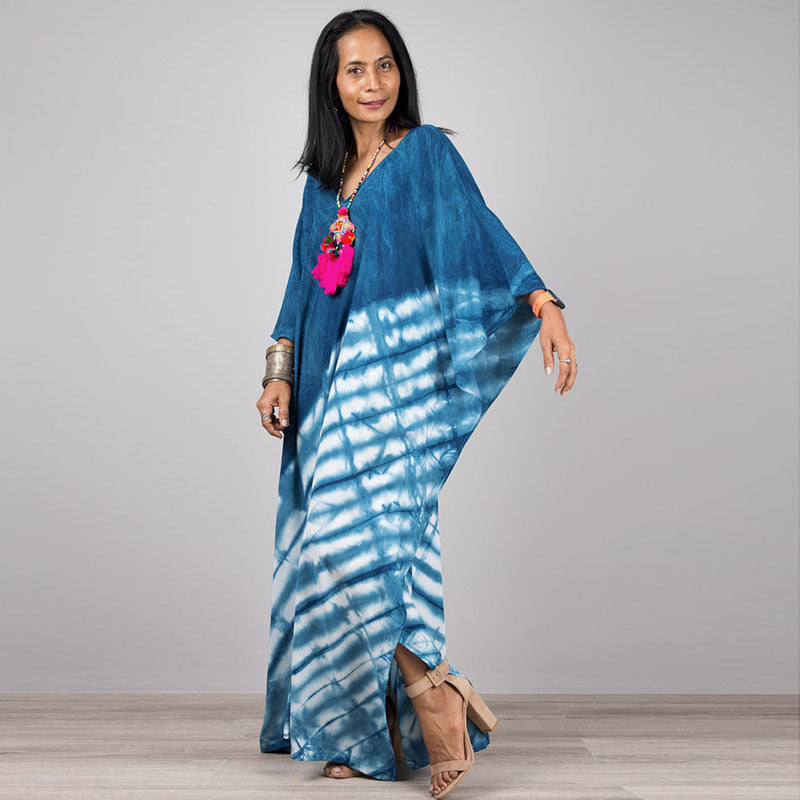 Women's Kaftan with Artistic Tie-Dye Design Ivyshape