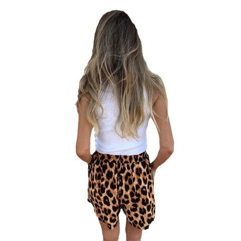 Women's adjustable waist leopard print shorts Ivyshape