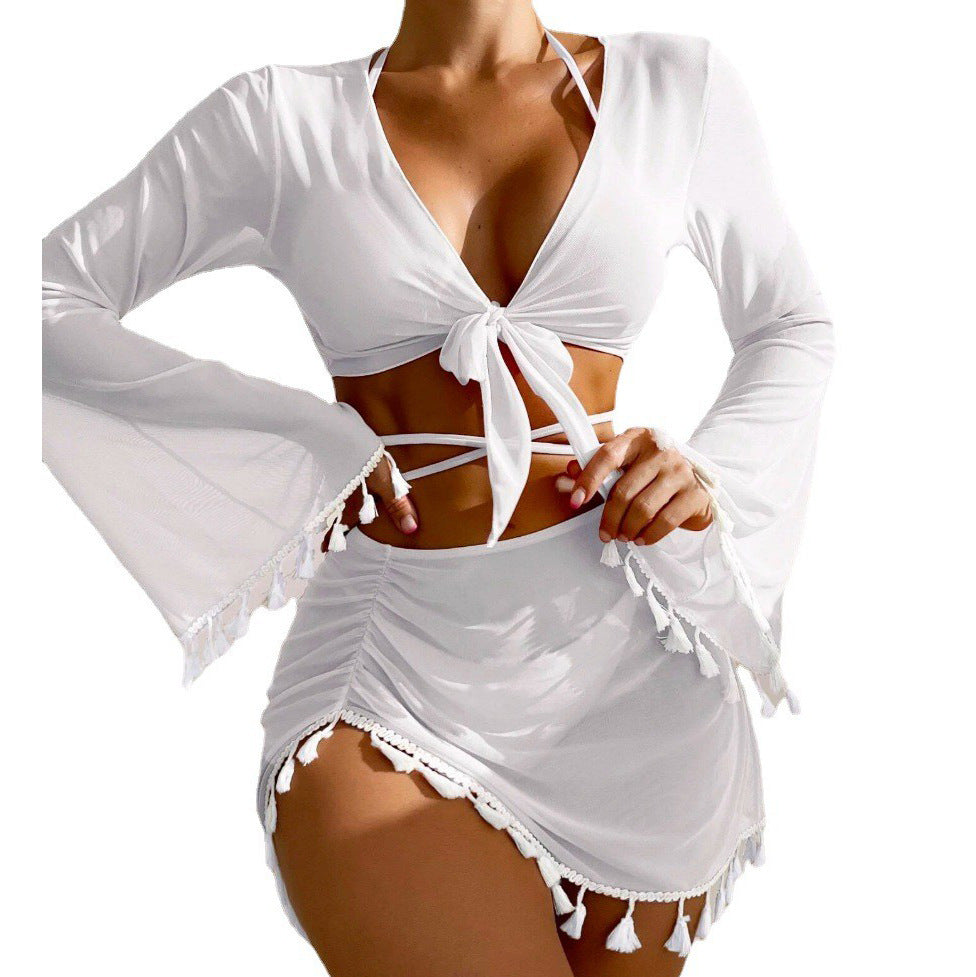 Women’s bikini set with open-edged top and ruffle details Ivyshape