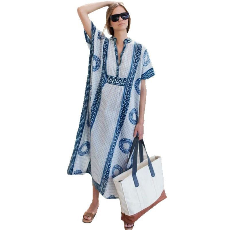 Women’s maxi dress with elegant floral pattern and loose fit Ivyshape
