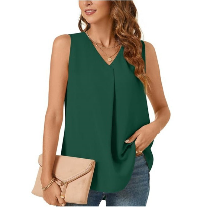 Women's Pleated Chiffon Blouse Ivyshape