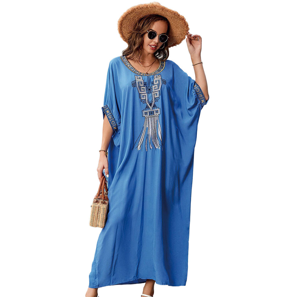 Women's beach kaftan with intricately embroidered decoration Ivyshape