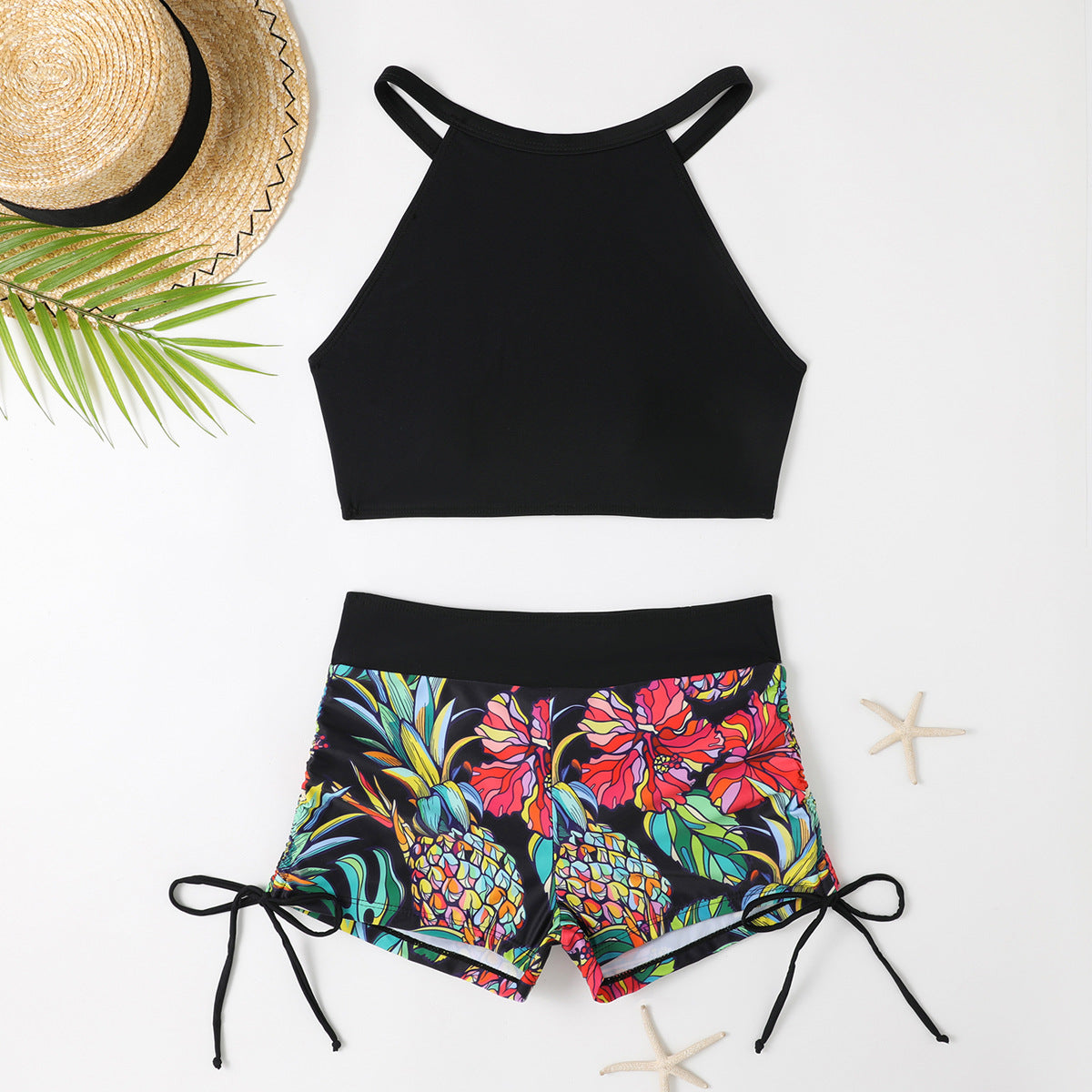 Women's sporty bikini set with adjustable top and colorful pattern detail Ivyshape