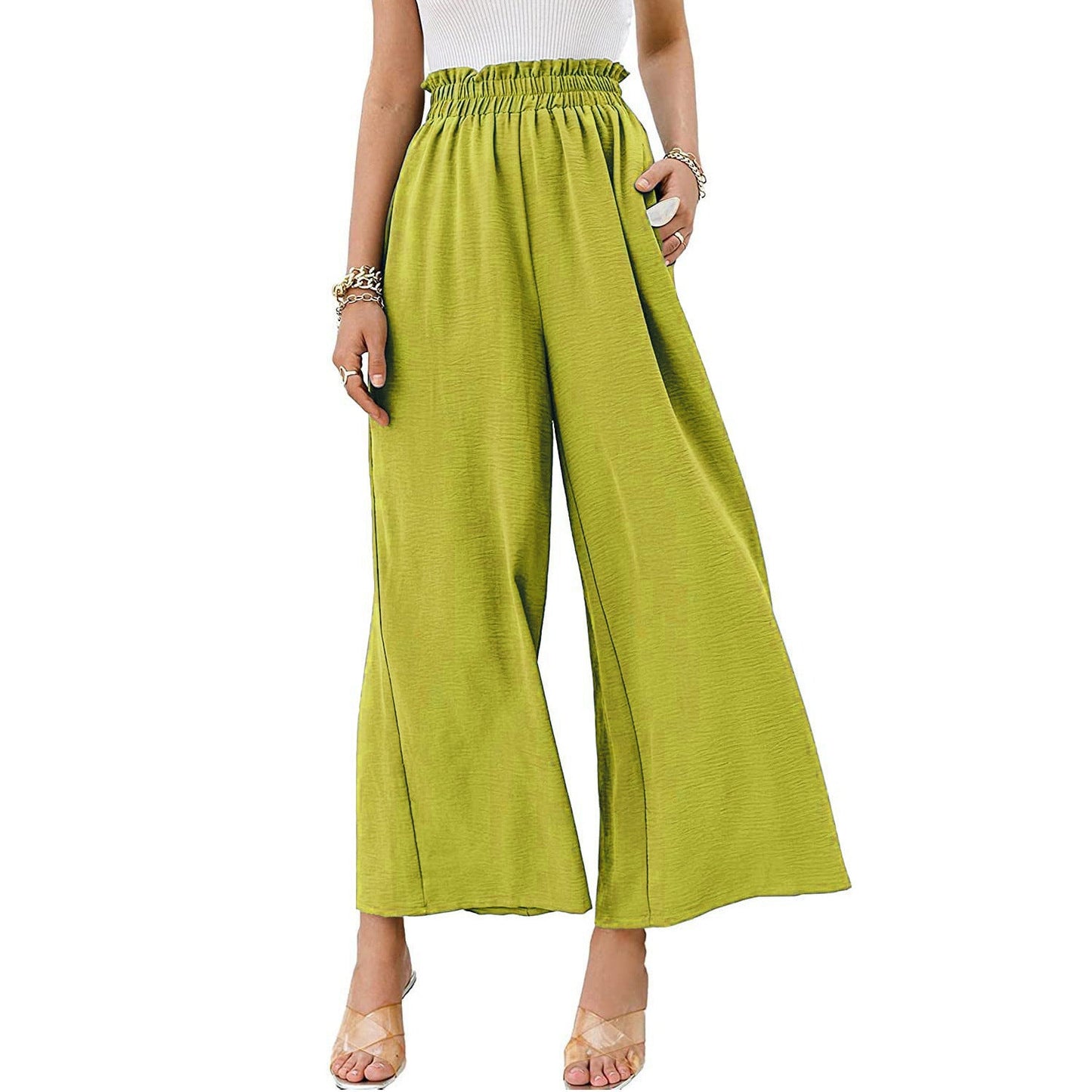 Women's Wide-Leg Culotte with Elastic Waistband Ivyshape