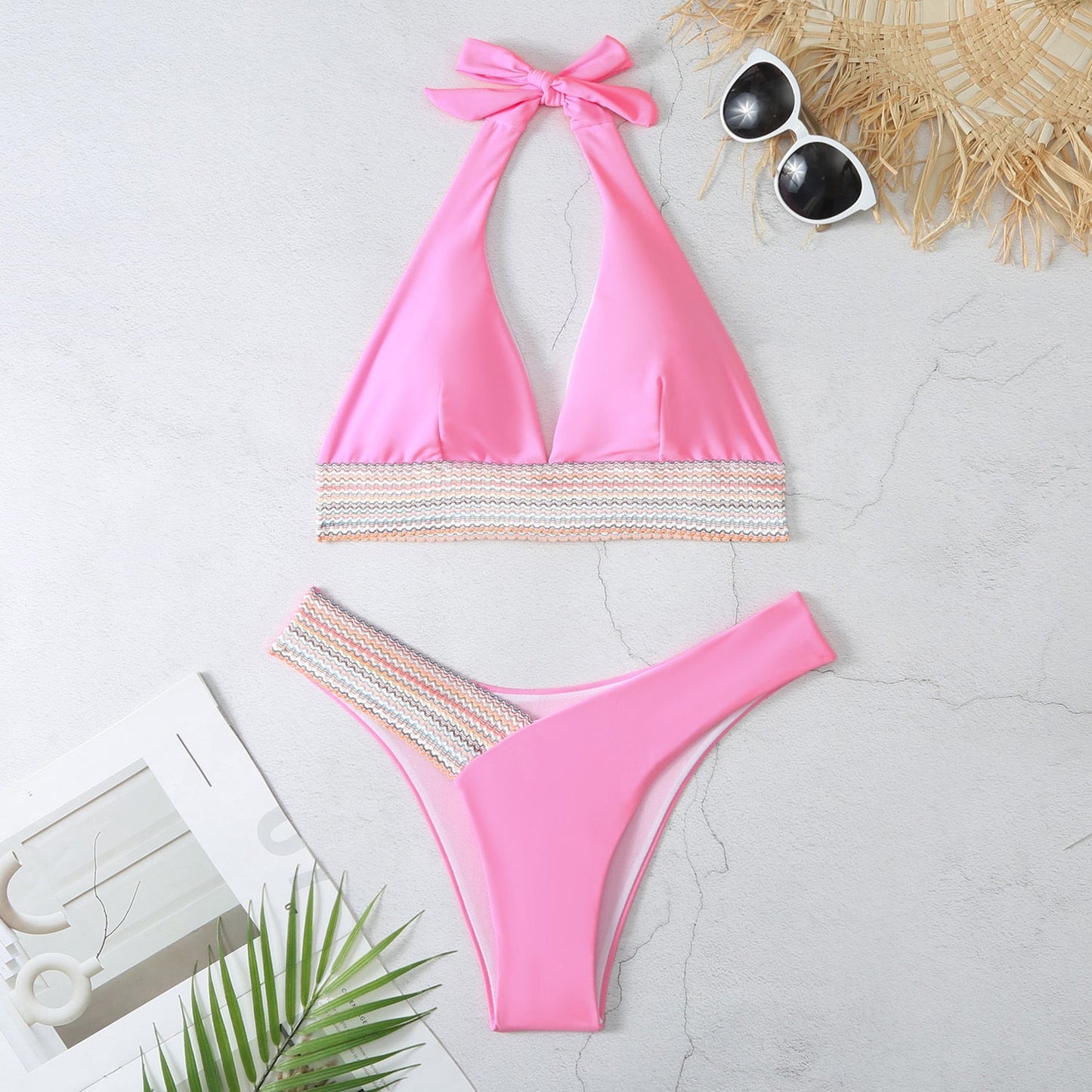 Women Triangle Bikini with adjustable halter neck design and side cut-outs Ivyshape