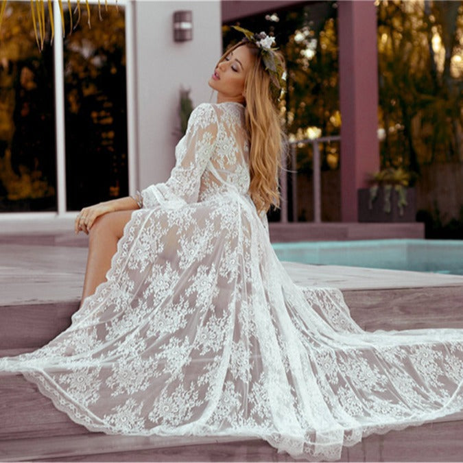 Women's Lace Kimono Robe with Romantic Details Ivyshape