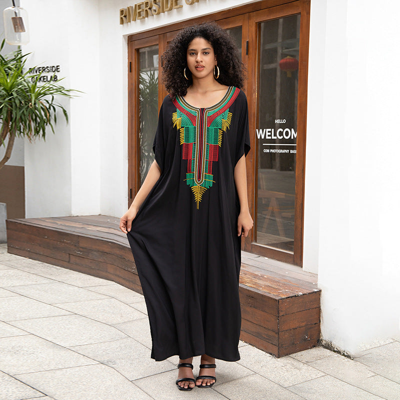 Women's elegant maxi dress with artistic embroidery motif Ivyshape