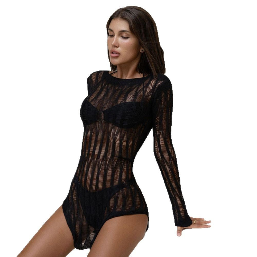 Ladies net dress in transparent look Ivyshape