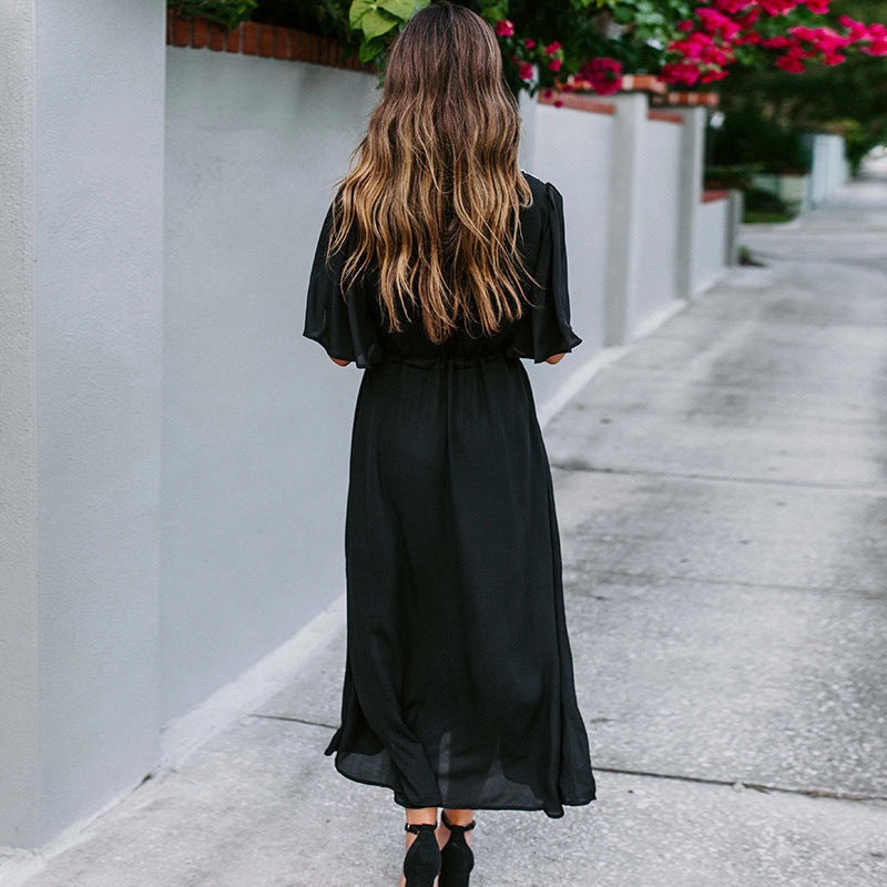 Women’s Maxi Dress with Artistic Embroidery and Wide Cut Ivyshape