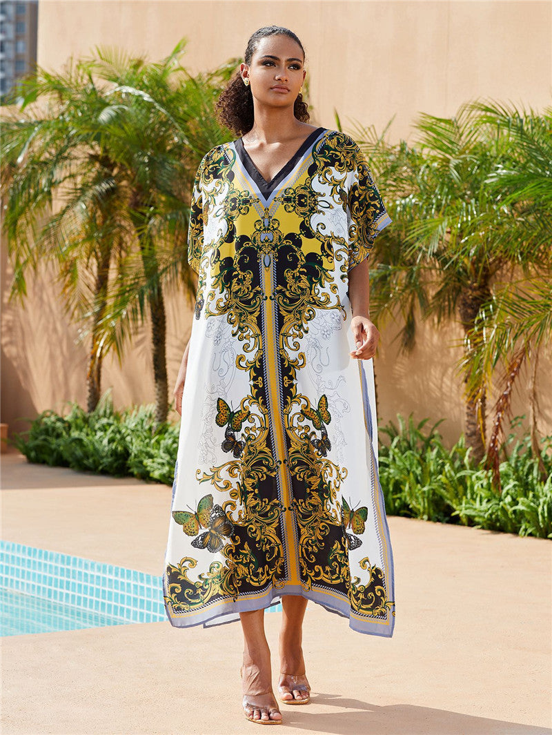Women's beach kimono with ornate baroque design Ivyshape