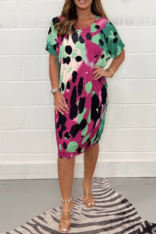 Ladies Elegant and Airy Midi Dress with Unique Animal Print Ivyshape
