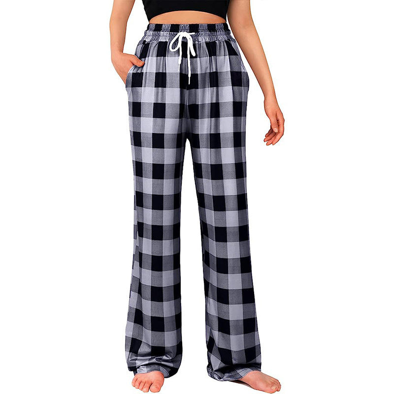 Women Relaxed Fit Checked Lounge Pants Ivyshape