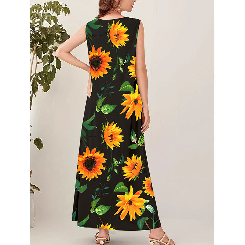 Women's maxi dress with floral pattern Ivyshape