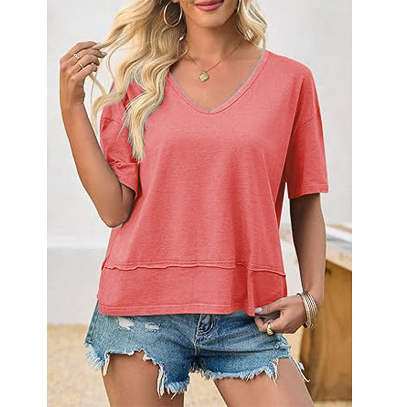 Women's Casual V-Neck Oversized T-Shirt Ivyshape