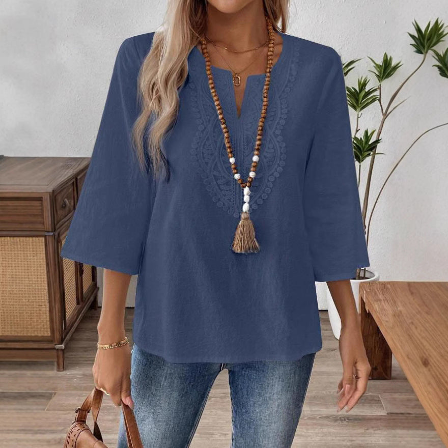 Women's casual blouse with detailed embroidery Ivyshape