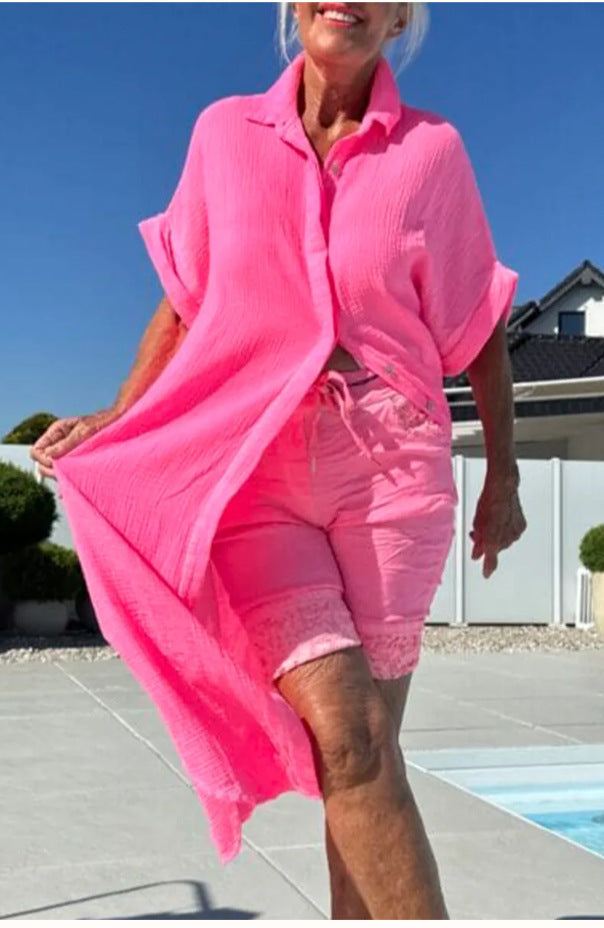 Women's Lightweight Cotton Button-Up Overdress Ivyshape
