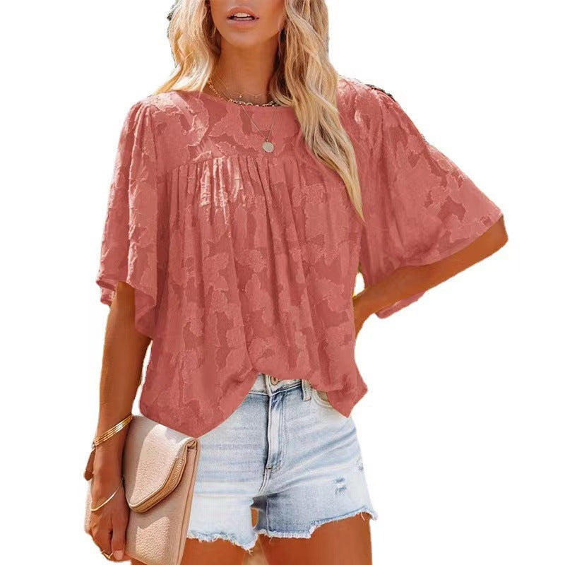 Women's Flowing Structured Short Sleeve Blouse Ivyshape