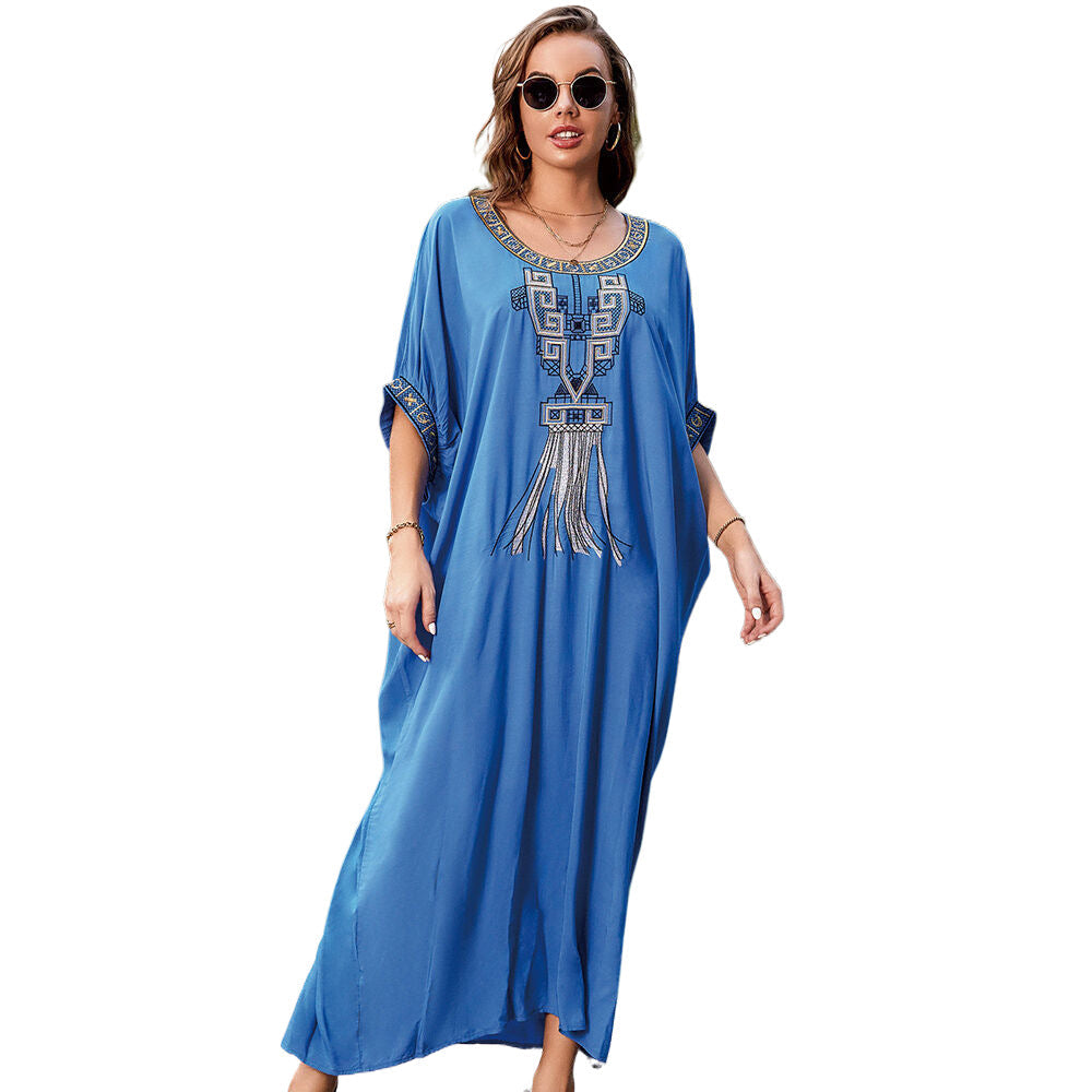 Women's beach kaftan with intricately embroidered decoration Ivyshape