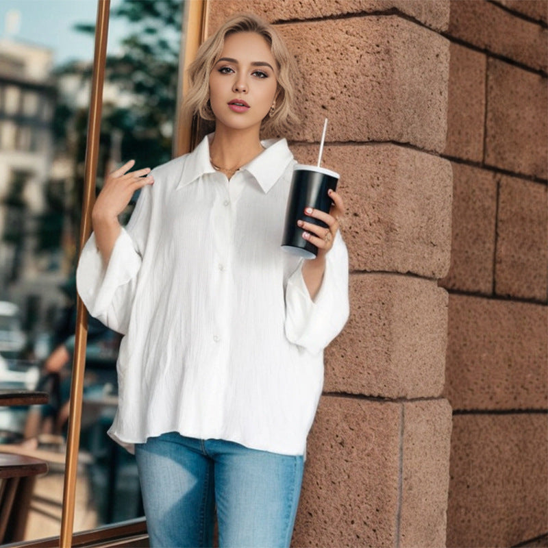 Women's casual oversized blouse made of breathable fabric Ivyshape