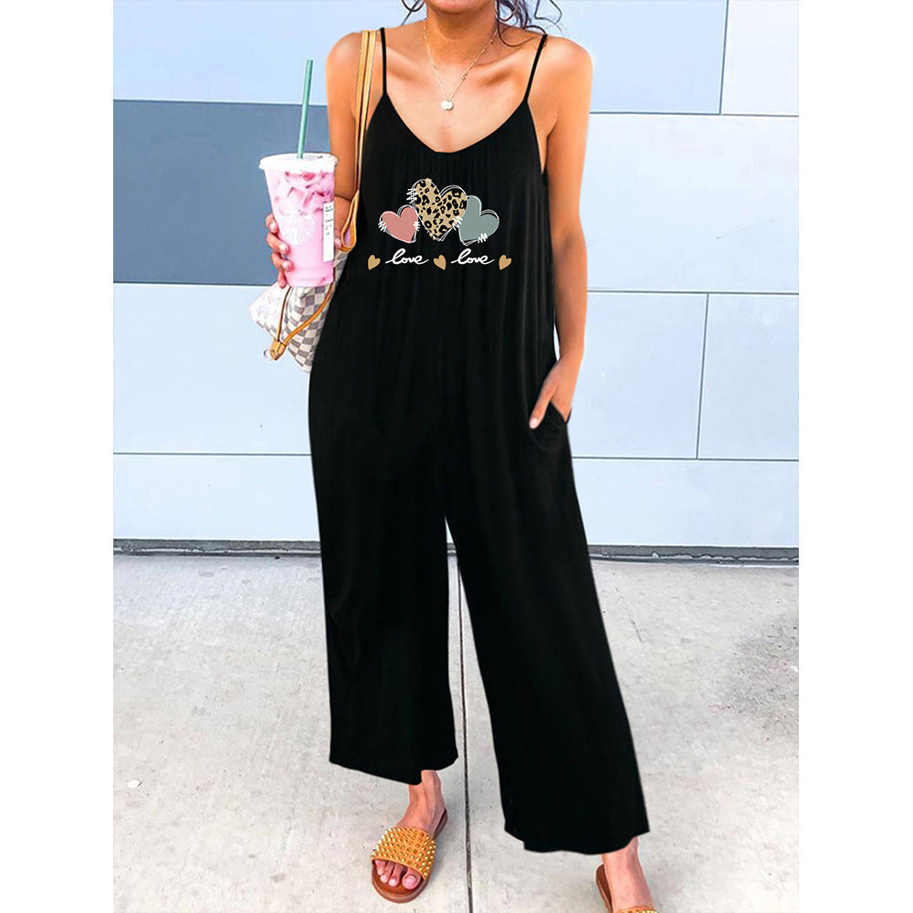 Women's jumpsuit with modern heart design and wide cut Ivyshape