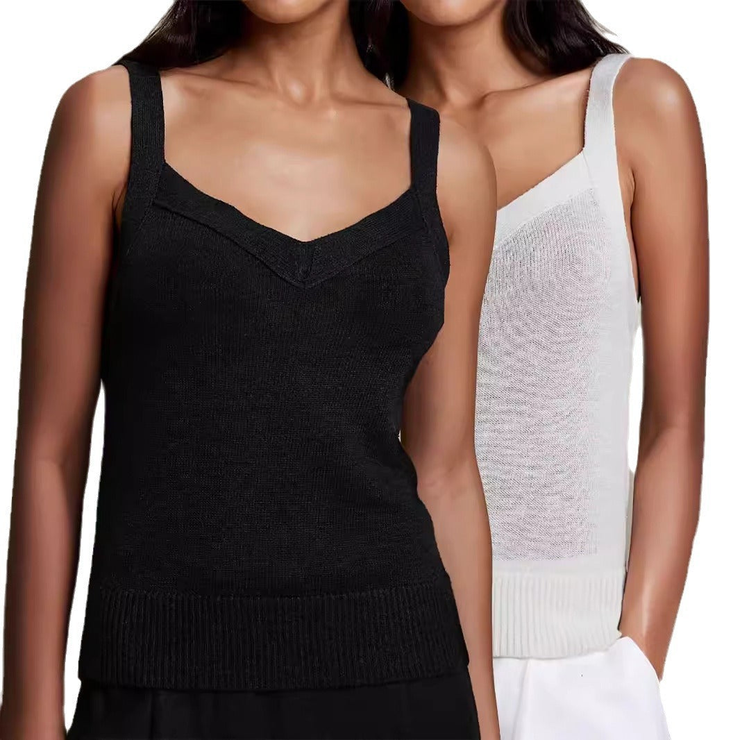 Women's high-quality knit top with V-neck and wide straps Ivyshape